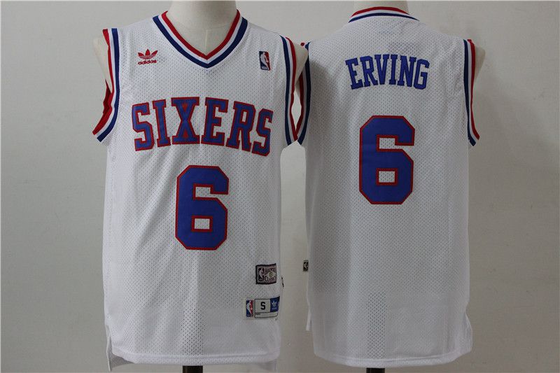 Men Philadelphia 76ers #6 Erving White Adidas NBA Jersey